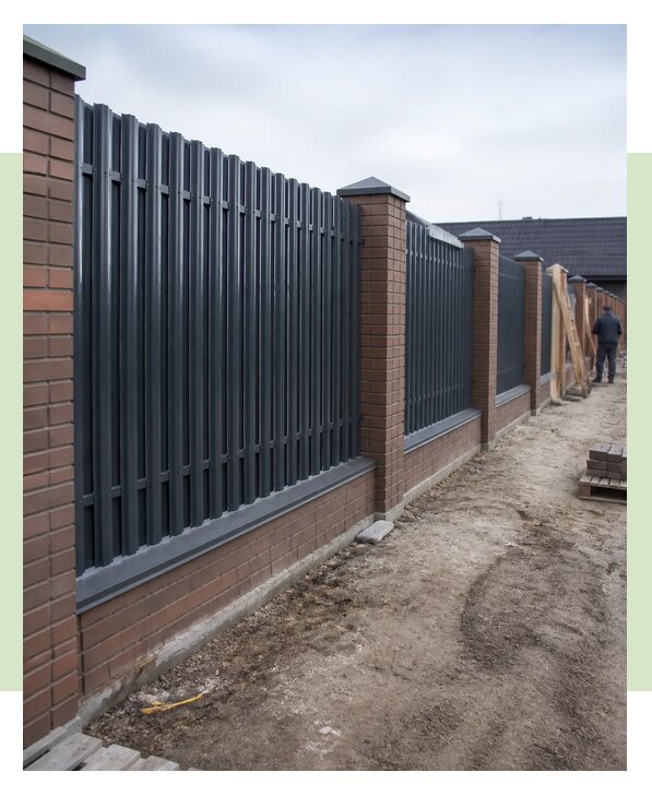 Комбинированный забор с кирпичом под ключ в Каменске-Шахтинском